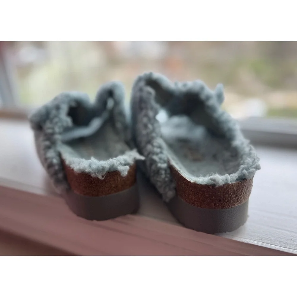 Papillio by Birkenstock - Arizona Big‎ Buckle Shearling - Teddy Faded Aqua Sz 9N